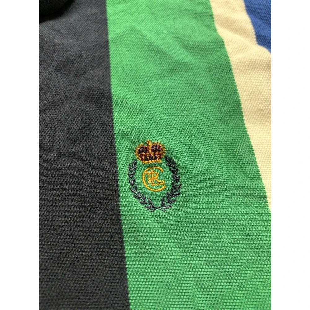 Vintage Striped Chaps Ralph Lauren Polo Shirt RL Logo Patch Size Large